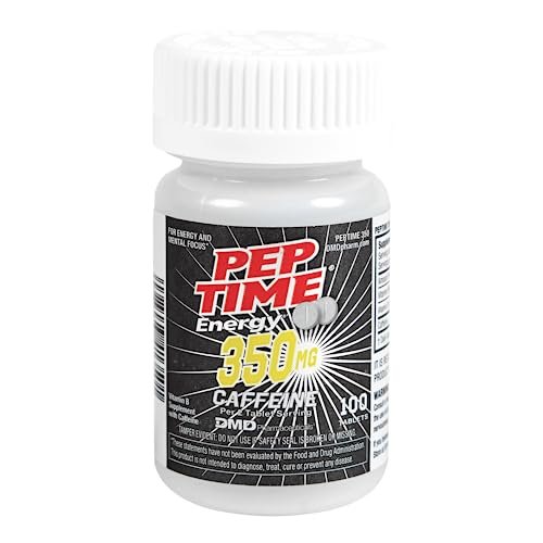 PEPTIME Energy Tablets, Vitamin B6 and B12 Caffeine Pills, 350 mg Caffeine per Serving, Physical Performance and Focus Supplement, 100 Count - görsel 3