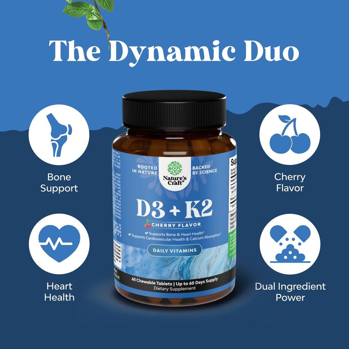 Vitamin D3 with K2 MK7 Supplement - Vitamin D3 2000 IU Tablets and K2 for Immune Support Bone Health Heart Health Joint Support Bone Strength and Mood Boost - VIT Immune System - 60 Count - görsel 11