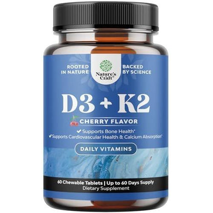 Vitamin D3 with K2 MK7 Supplement - Vitamin D3 2000 IU Tablets and K2 for Immune Support Bone Health Heart Health Joint Support Bone Strength and Mood Boost - VIT Immune System - 60 Count