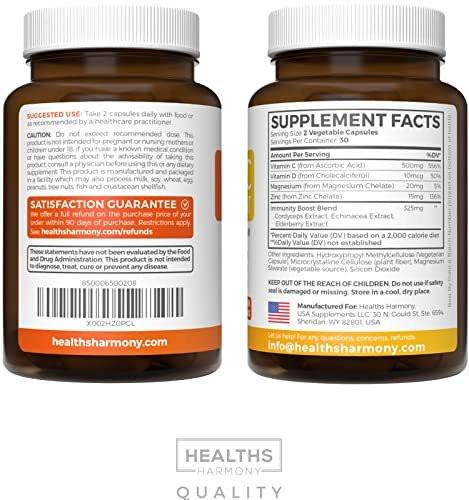 Vitamin C Immune Support Supplement - Immune Boost Blend with Elderberry Vitamin C and Zinc for Daily & Seasonal Support - Magnesium Zinc Vit C & D and Herbal Defense Complex (1 Month Supply) - görsel 11