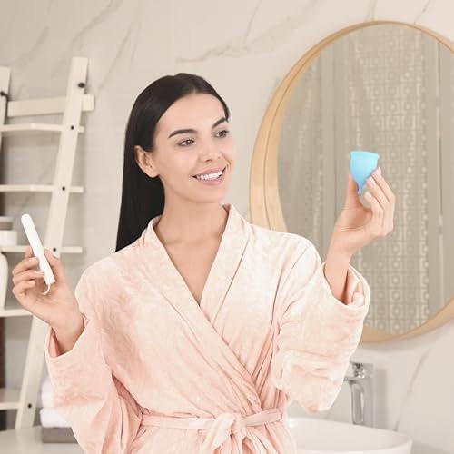 EcoBlossom Reusable Menstrual Cup Set - The Most Reliable Medical Grade Silicone Period Cups - Comfortably use for 12 Hours (2 Large Cups) - görsel 16