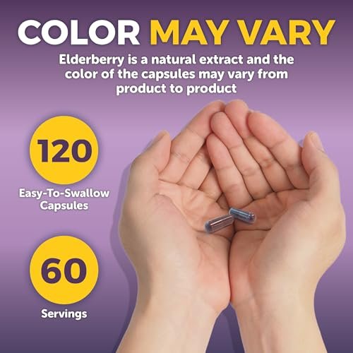 Viva Naturals Elderberry with Vitamin C and Zinc for Adults - 5 in 1 Sambucus Black Elderberry Capsules with Vitamin D3 5000 IU Immunity Supplement, Sambucus Elderberry Immune Support Supplement - görsel 1