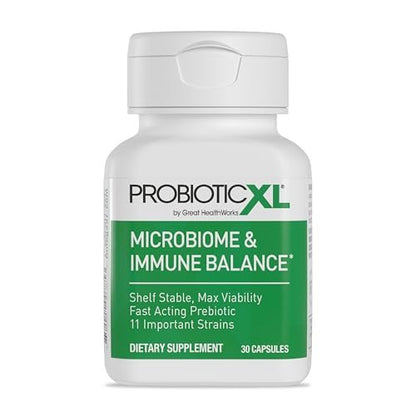 OmegaXL ProbioticXL - Probiotic & Prebiotic, Shelf Stable - Blend 11 Strains - Promote Healthy Gut Flora Growth, 12.5 Billion CFU - Non-GMO, Gluten-Free - 30 Veggie Caps