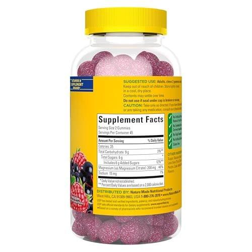 Nature Made High Absorption Magnesium Citrate 200 mg per serving, Magnesium Supplement for Muscle, Nerve, Bone and Heart Support, 90 Magnesium Gummies, 45 Day Supply - görsel 10