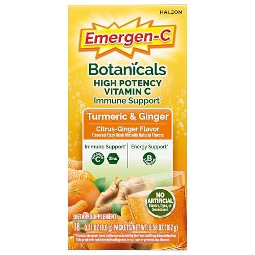 Emergen-C Citrus-Ginger Fizzy Drink Mix, Turmeric and Ginger, Immune Support, Natural Flavors with High Potency Vitamin C, 18 Count - görsel 18
