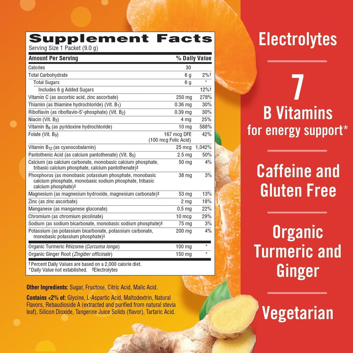 Emergen-C Citrus-Ginger Fizzy Drink Mix, Turmeric and Ginger, Immune Support, Natural Flavors with High Potency Vitamin C, 18 Count - görsel 13