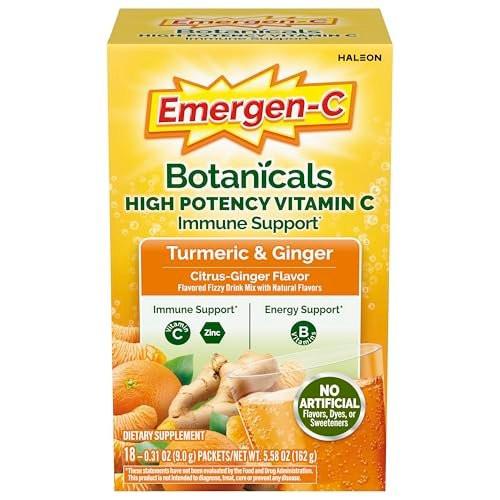 Emergen-C Citrus-Ginger Fizzy Drink Mix, Turmeric and Ginger, Immune Support, Natural Flavors with High Potency Vitamin C, 18 Count - görsel 2
