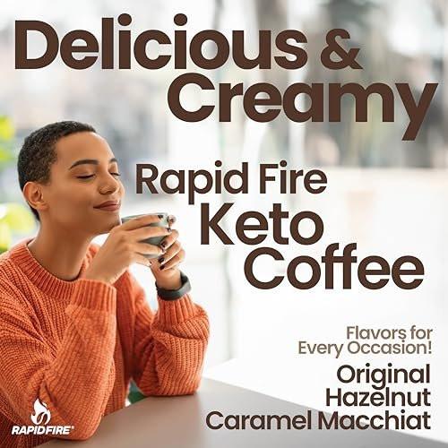 Rapidfire Keto Coffee Instant Coffee Mix, Caramel Macchiato Flavor, 7.93 Ounce (255g), 15 Servings - görsel 6