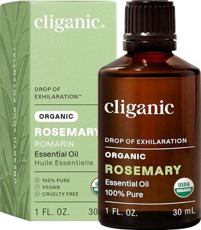 Cliganic Organic Rosemary Essential Oil, 1oz - 100% Pure Natural Undiluted, for Aromatherapy | Non-GMO Verified