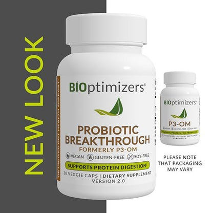BIOptimizers Probiotic Breakthrough – Lactobacillus Plantarum OM Probiotics & Prebiotics Health Supplement for Gut, Digestive & Immune Support Probiotics for Women Men Elderly– 30 Vegan Capsules