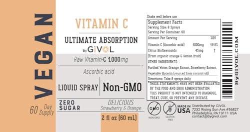 GIVOL Vitamin Spray: Daily Absorption Liquid Extract with Lemon, Orange, Strawberry, 2oz (60ml) 60 Day Supply - görsel 16