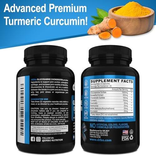 Glucosamine Chondroitin MSM Turmeric – Joint Health Supplement 2100mg | Knee Bone & Joint Support | Advanced Glucosamine Sulfate Capsules for Men Women Adults (90 Count) - görsel 1