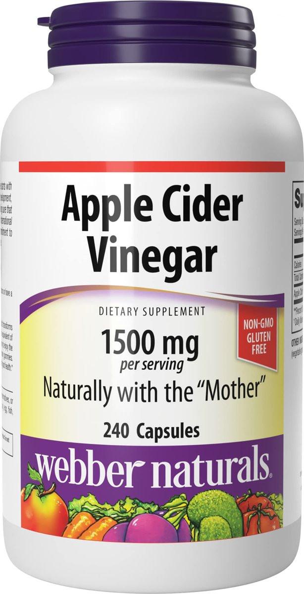 Webber Naturals Apple Cider Vinegar Capsules, ACV with Mother, 1500 mg per Serving, High Potency, 240 Capsules = 80 Servings, Natural Digestion Support, Sugar, Dairy & Gluten Free - görsel 12