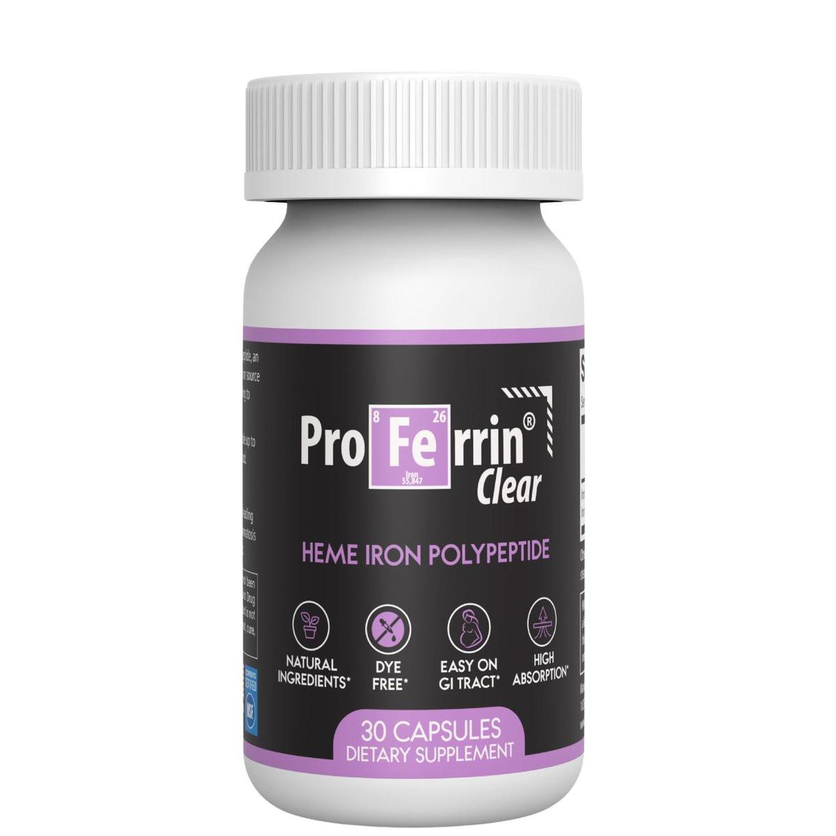 Proferrin Clear 30ct | US Made Heme Iron for High Absorption, Easy on GI Tract | Natural, NSF Certified, Dye Free - görsel 4