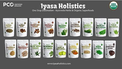 Iyasa Holistics Organic Moringa Leaf Powder 4 oz - USDA Certified Pure Moringa Oleifera Superfood Powder - Green Smoothie, Tea, Energy Booster - Pure Ayurveda Products