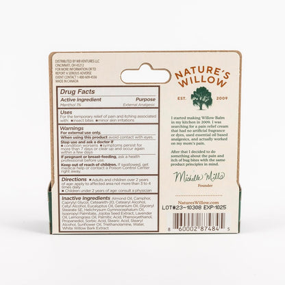 Nature’s Willow Bug Bite Balm, Natural Insect Bite Pain & Itch Relief, 0.5 oz