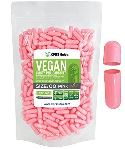 XPRS Nutra Size 00 Empty Capsules - 500 Count Empty Vegan Capsules - Vegetarian Empty Pills - DIY Vegetable Capsule Filling- Veggie Pill Caps (Pink) - görsel 2