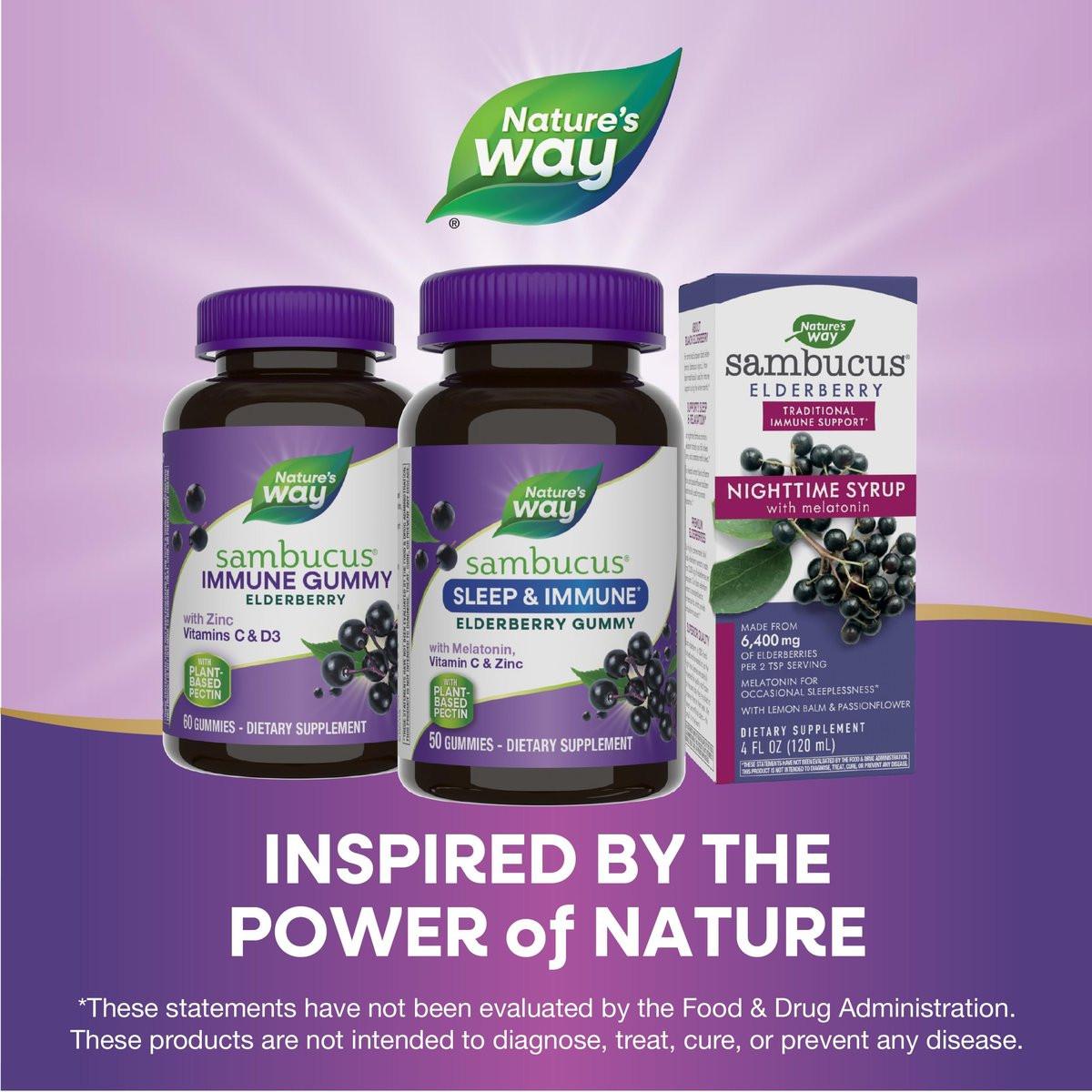Nature's Way Sambucus Sleep + Immune* Elderberry Gummies, Sleep Support for Adults and Immune Support*, with Melatonin, Vitamin C, L-Theanine, Zinc, 50 Gummies (Packaging May Vary) - görsel 12