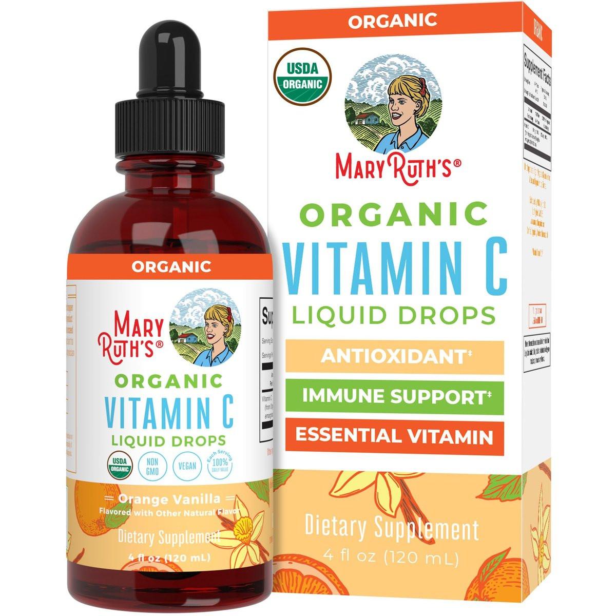 MARYRUTH'S Organic Vitamin C Supplement | Liquid Vitamin C Liquid Drops for Adults & Kids | Immune Support Supplement for Overall Health | Vegan | Non-GMO | Gluten Free | 4 Fl Oz - görsel 1