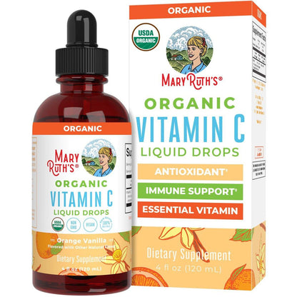 MARYRUTH'S Organic Vitamin C Supplement | Liquid Vitamin C Liquid Drops for Adults & Kids | Immune Support Supplement for Overall Health | Vegan | Non-GMO | Gluten Free | 4 Fl Oz
