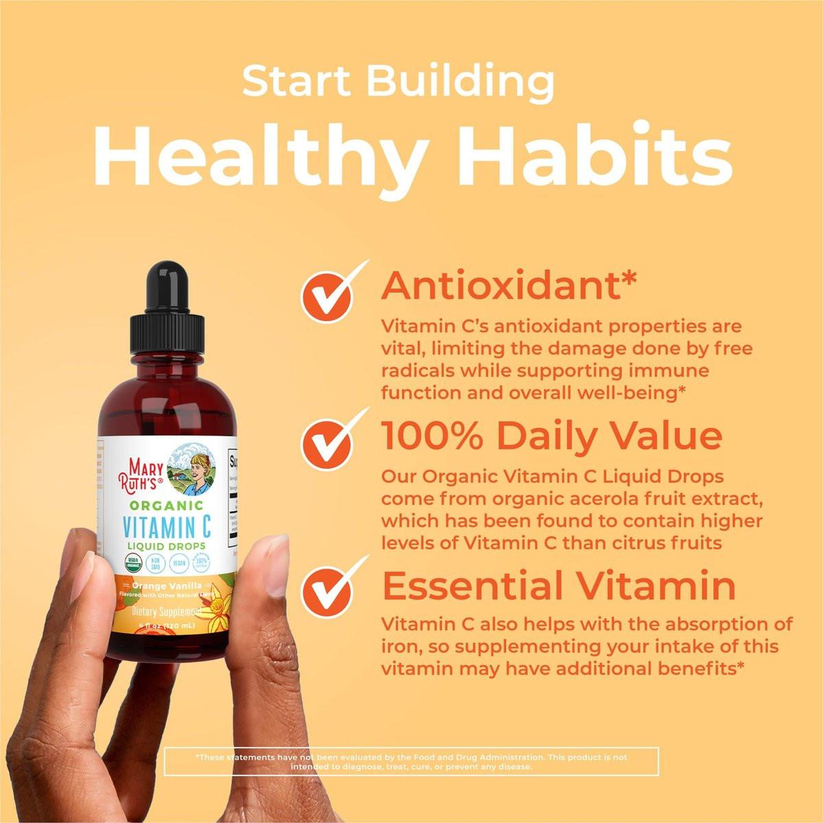 MARYRUTH'S Organic Vitamin C Supplement | Liquid Vitamin C Liquid Drops for Adults & Kids | Immune Support Supplement for Overall Health | Vegan | Non-GMO | Gluten Free | 4 Fl Oz - görsel 9