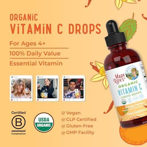 MARYRUTH'S Organic Vitamin C Supplement | Liquid Vitamin C Liquid Drops for Adults & Kids | Immune Support Supplement for Overall Health | Vegan | Non-GMO | Gluten Free | 4 Fl Oz - görsel 16