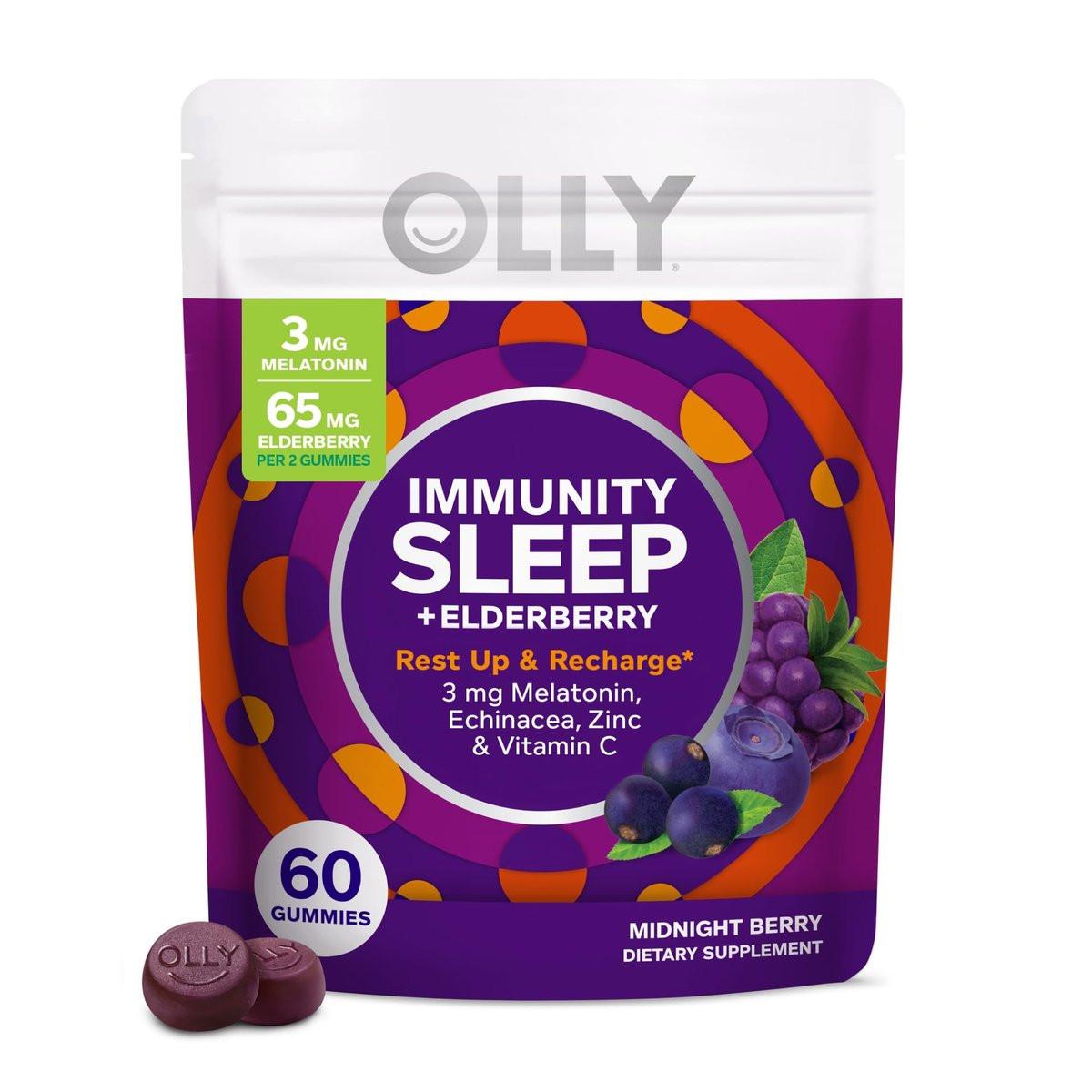 OLLY Immunity Sleep Gummy, Immune and Sleep Support, 3mg Melatonin, Echinacea, Zinc, Vitamin C, Chewable Supplement, Berry - 60 Count - görsel 10