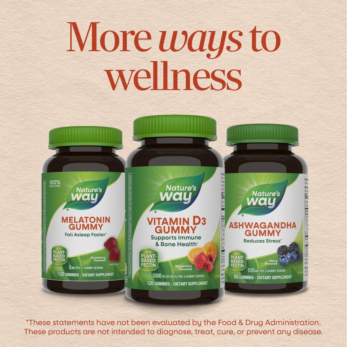 Nature's Way Vitamin D3 Gummies, Supports Immune Function and Bone Health*, 2000 IU (50 mcg) per 2-Gummy Serving, Mixed Fruit Flavored, Gluten Free, Plant-Based Pectin, Vegetarian, 120 Count - görsel 15