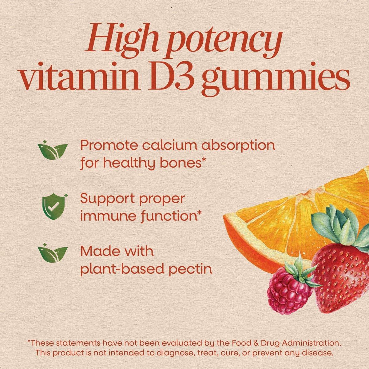 Nature's Way Vitamin D3 Gummies, Supports Immune Function and Bone Health*, 2000 IU (50 mcg) per 2-Gummy Serving, Mixed Fruit Flavored, Gluten Free, Plant-Based Pectin, Vegetarian, 120 Count - görsel 5