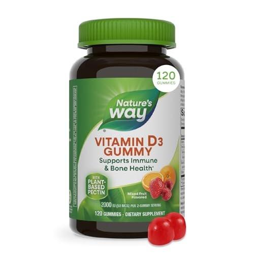 Nature's Way Vitamin D3 Gummies, Supports Immune Function and Bone Health*, 2000 IU (50 mcg) per 2-Gummy Serving, Mixed Fruit Flavored, Gluten Free, Plant-Based Pectin, Vegetarian, 120 Count - görsel 2
