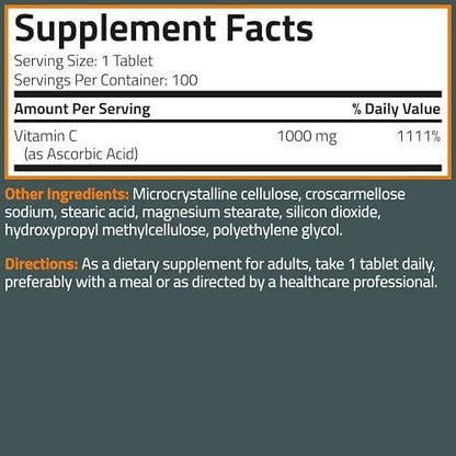 Bronson Vitamin C 1000mg Extra Strength, Supports a Healthy Immune System, High Potency, Non-GMO, 250 Vegetarian Tablets