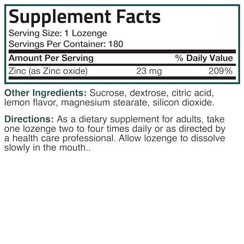 Bronson Zinc Lozenges Antioxidant & Immune Support Supplement Lemon Flavored, 180 Chewable Tablets - görsel 1