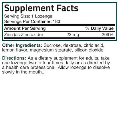 Bronson Zinc Lozenges Antioxidant & Immune Support Supplement Lemon Flavored, 180 Chewable Tablets