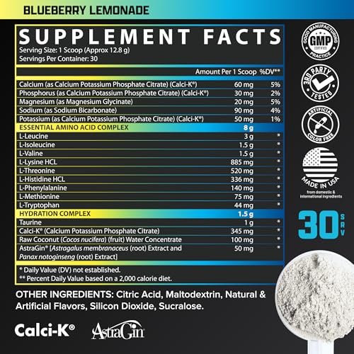 Nutrex Research EAA Hydration | EAAs + BCAA Powder | Muscle Recovery, Strength, Muscle Building, Endurance | 8G Essential Amino Acids + Electrolytes | Blueberry Lemonade 30 Servings - görsel 7