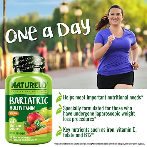 NATURELO Bariatric Multivitamin - One Daily with Iron - Supplement for Post Gastric Bypass Surgery Patients - Natural Whole Food Nutrition - 60 Veggie Capsules - görsel 7