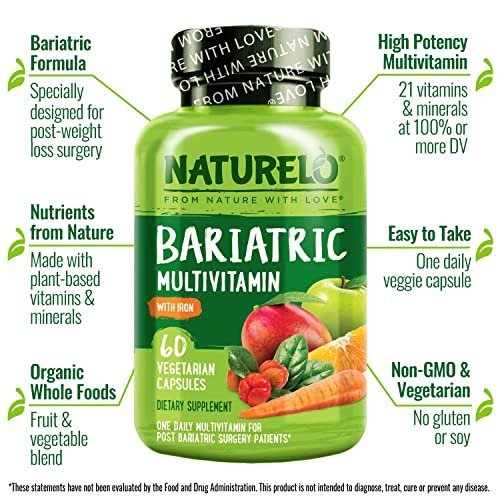 NATURELO Bariatric Multivitamin - One Daily with Iron - Supplement for Post Gastric Bypass Surgery Patients - Natural Whole Food Nutrition - 60 Veggie Capsules - görsel 4