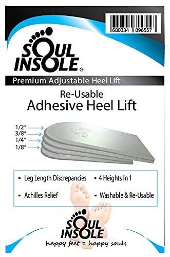 Soul Insole Heel Lift Inserts for Women and Men - 4 pcs Stackable Adhesive Gel Heel Cushions, Adjustable Height Increasing Insoles for Leg Length Discrepancy 1/8", 1/4", 3/8", 1/2" (Small) - görsel 2