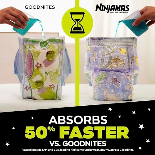 Ninjamas Girls Bedwetting Nighttime Underwear, Size L (64-95+ lbs), 34 Count, Overnight Protection, Ultra Absorbent, Hypoallergenic - görsel 4