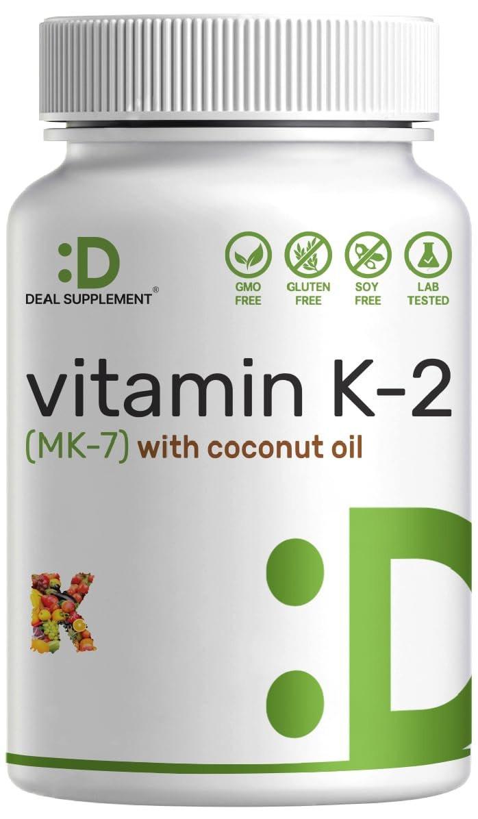 DEAL SUPPLEMENT Vitamin K2 MK-7 200mcg Per Serving, 240 Coconut Oil Softgels | Easily Absorbed Menaquinone-7 Form | Bone, Joint, & Immune Support – Non-GMO - görsel 4