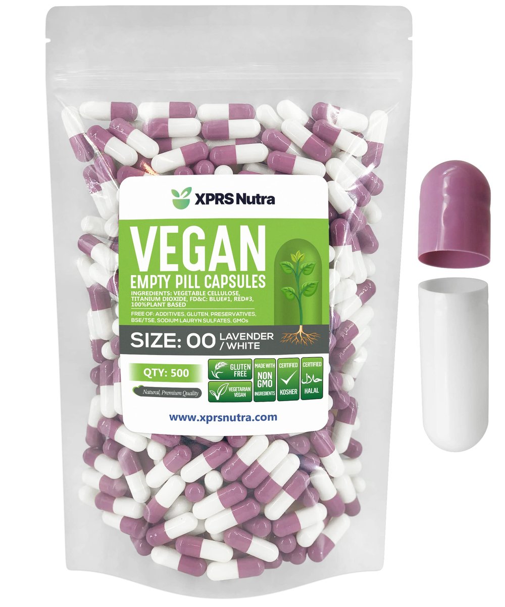 XPRS Nutra Size 00 Empty Capsules - 500 – Vegan and Vegetarian Friendly: Made from HPMC, a plant-based material, – Image 1