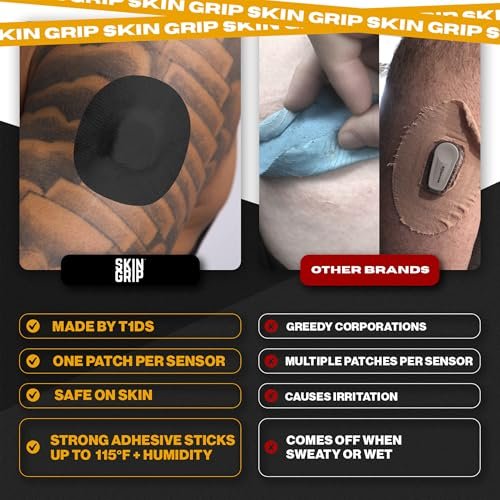 Skin Grip Adhesive Patches for Freestyle Libre 2 & Lingo CGM – Waterproof & Sweatproof for 10-14 Days, Pre-Cut Adhesive Medical Tape, Sensor Cover – 20 Pack, Black - görsel 2