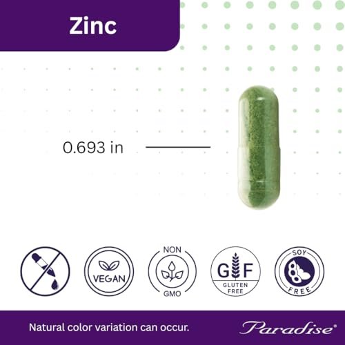 Paradise Herbs Zinc Supplements with Picolinate and Natures C, for Immune Support, Super Potent, Ultra Pure, Gluten Free, Non-GMO, Vegan, 30 mg, 90 Capsules - görsel 13
