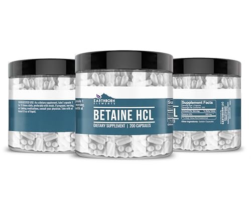 Earthborn Elements Betaine HCL, 200 – Digestive Support: Betaine HCL helps maintain stomach acidity, which is – Image 3