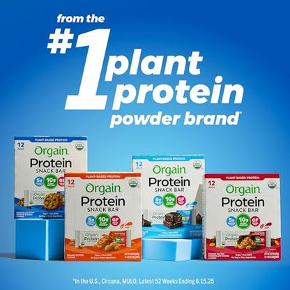 Orgain Organic Vegan Protein Bars, Chocolate – 10g Plant-Based Protein: Derived from organic pea, brown rice, and – Image 1