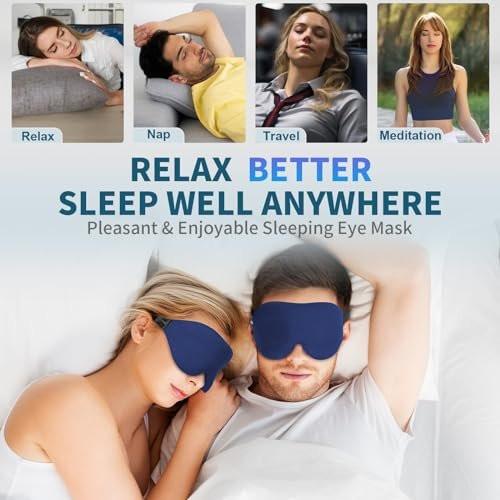 ZGGCD Sleep Mask for Side Sleeper, Light Blocking Sleeping Eye Mask for Women Men, 3D Contoured Cup Night Blindfold, Luxury Eye Cover Eyeshade with Adjustable Strap for Travel, Nap, Blue - görsel 7