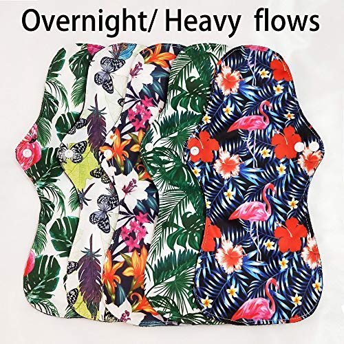 6pcs/Set Reusable Washable Incontinence Pads, Waterproof Organic Bamboo Reusable Menstrual Pads Sets, Including 5pcs Heavy Flow Cloth Mama Sanitary Napkins + 1pc Mini Wet Bag - görsel 10