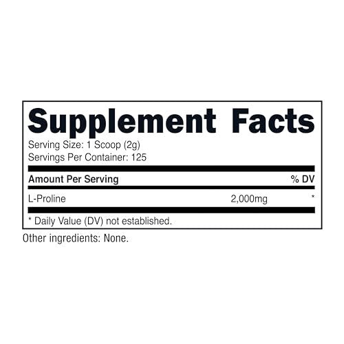 Nutricost L-Proline Powder 250 Grams - 2,000mg Per Serving, Non-GMO - görsel 9