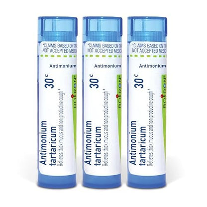 Boiron Antimonium Tartaricum 30C Homeopathic Medicine for Cough - Pack of 3 (240 Pellets)
