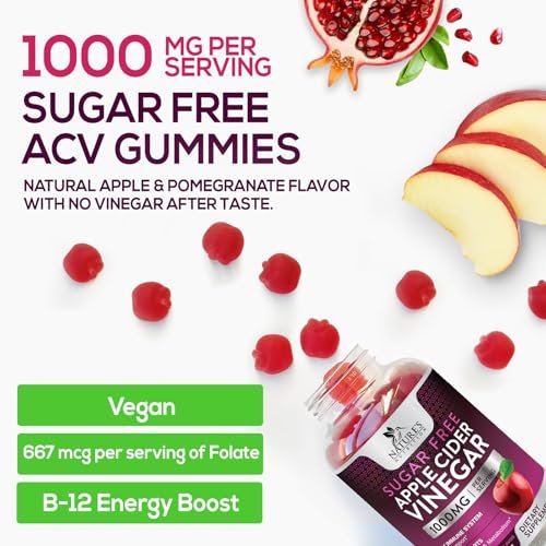 Apple Cider Vinegar Gummies for Weight Loss - Sugar Free - Max Strength ACV Gummy with Vitamin B12 & The Mother - Metabolism & Energy Support - Vegan Apple Cider Vinegar Gummy Supplement - 60 Gummies - görsel 10