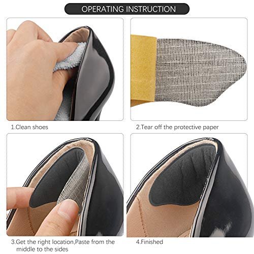 Makryn Premium Heel Pads Inserts Grips Liner for Men Women, Back of Heel Protectors Cushions Prevent Too Big Shoe from Slipping, Blisters, Filler for Loose Shoe Fit (Black 4Pairs) - görsel 1